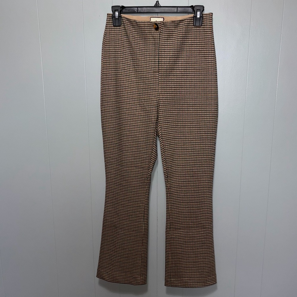 Tuckernuck NWT Ashford Fall Brown Houndstooth Ponte Kickflare Pant Medium